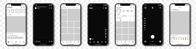 Iphone with Instagram app mockup in screen Instagram interface template