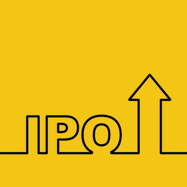 IPO template investment page Minimal one line design Up arrow as a symbol of capital growth