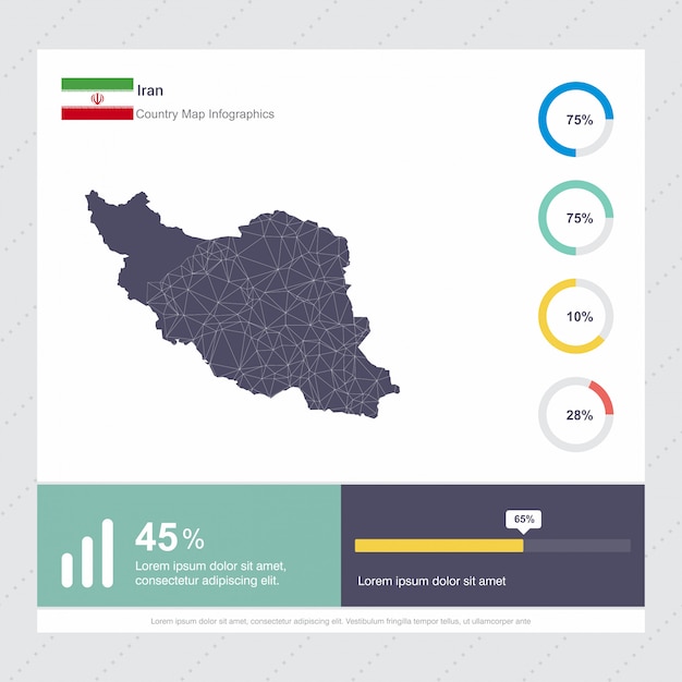 Vector iran map & flag infographics template