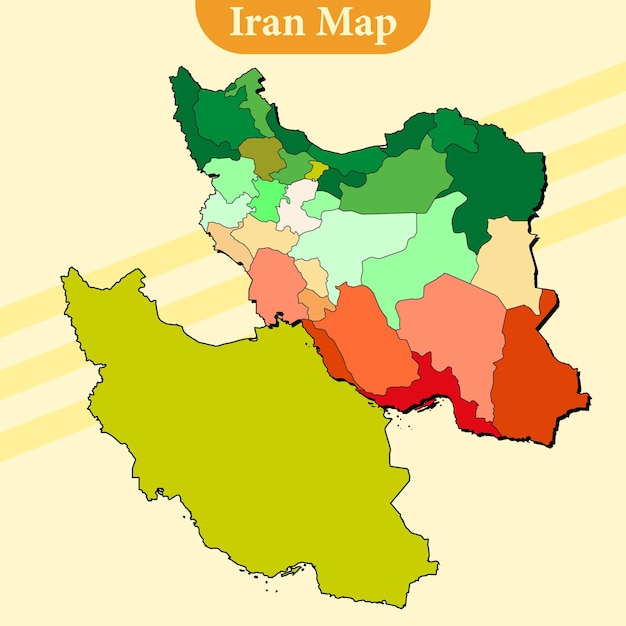 Iran map vector with regions and cities lines and full every region