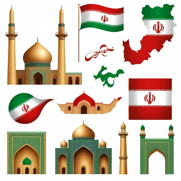 Iran vector set white background isolated a high quality image