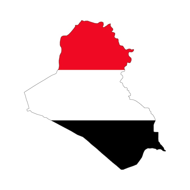 Iraq map silhouette with flag on white background