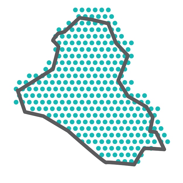 Iraq simple outline map with green halftone dot pattern