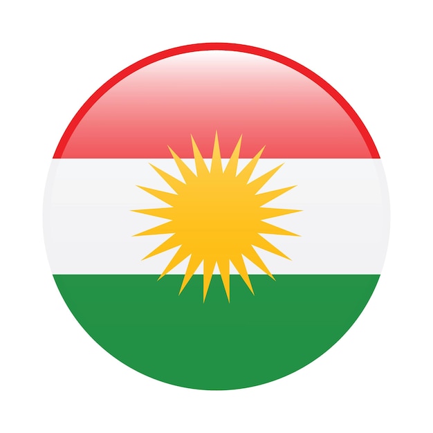 Vector iraqi kurdistan circle flag icon digital vector illustration