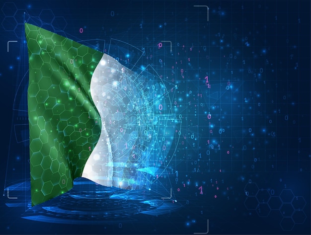 Ireland, 3d flag on blue background with hud interfaces