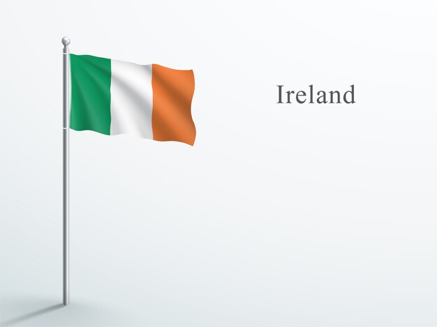 Ireland Flag 3d Element Waving On Steel Flagpole