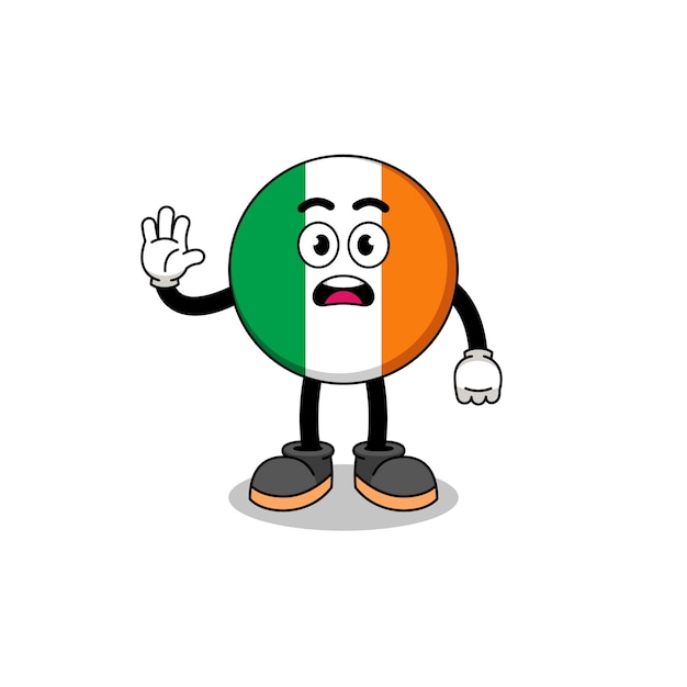 Ireland flag cartoon illustration doing stop hand character design