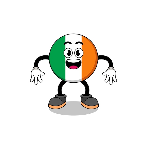 Ireland flag cartoon with surprised gesture character design