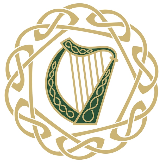 Vector ireland harp musical instrument illustration on the theme of st patricks day celebration