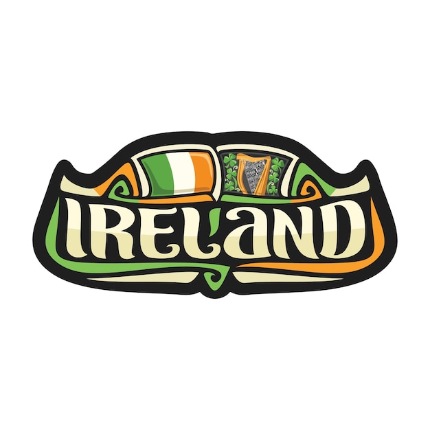 Ireland Sticker Flag Logo Badge Travel Souvenir Illustration