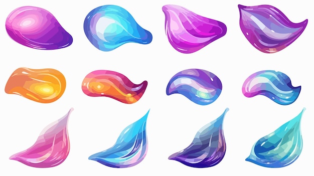 Iridescent Gradient Shapes Set Abstract Liquid Elements