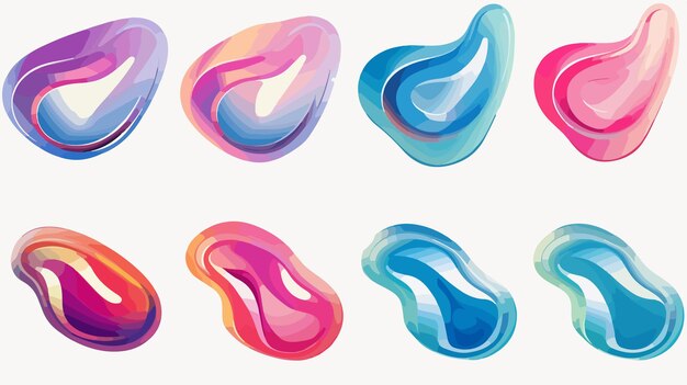 Iridescent Gradient Shapes Set Abstract Liquid Elements