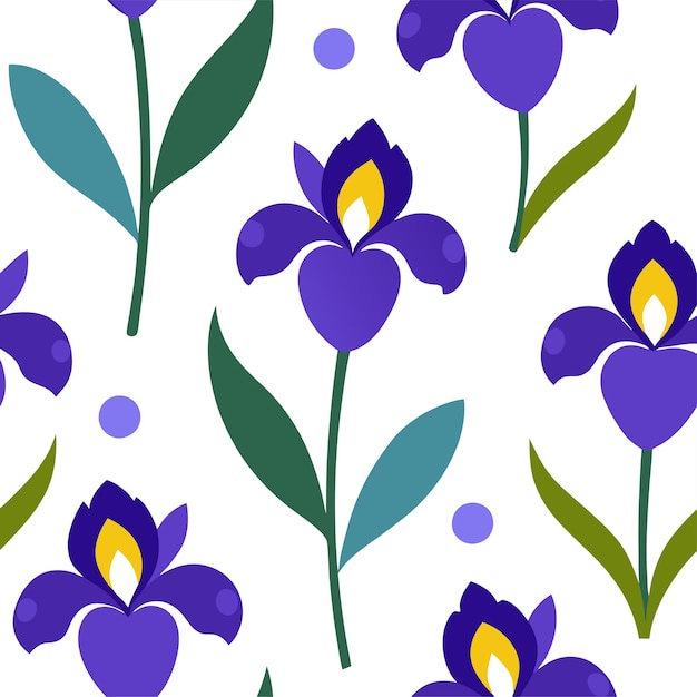 iris flower seamless pattern vector art and illustration