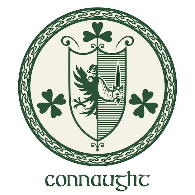 Irish Celtic design in vintage retro style Irish design with coat of arms of the province of Connacht