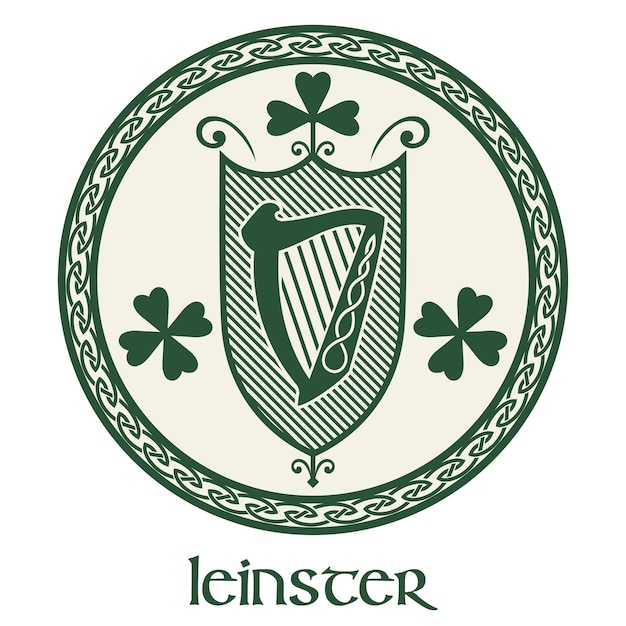 Irish Celtic design in vintage retro style Irish design with coat of arms of the province of Leinster