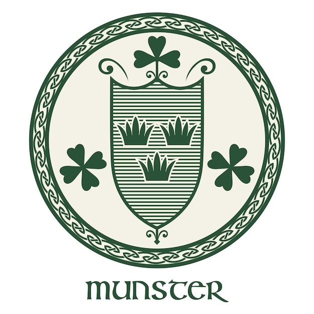 Irish Celtic design in vintage retro style Irish design with coat of arms of the province of Munster