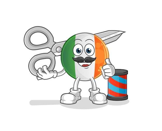 Irish flag barber cartoon. cartoon mascot vector