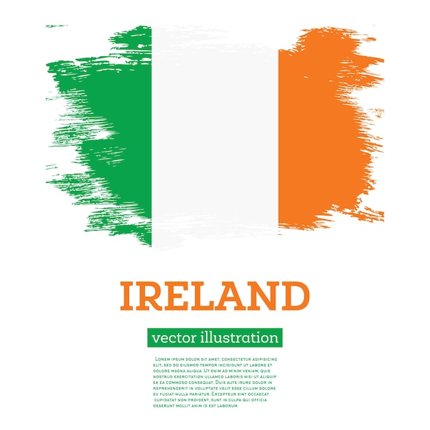 Irish Flag Isolated Realistic Wave Flag of Ireland Country on Flagpole