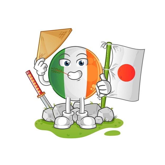 Irish flag japanese vector cartoon character