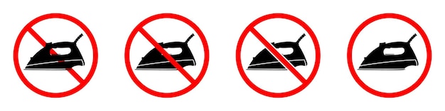 Iron ban sign Ironing prohibition signs set No ironing sign