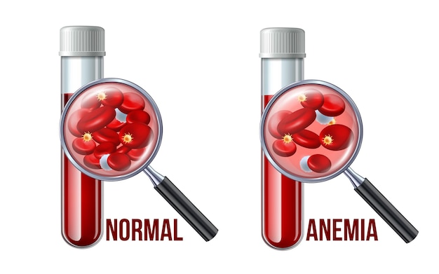 Iron deficiency anemiaThe difference of Anemia amount of red blood cell and normal Medical icon