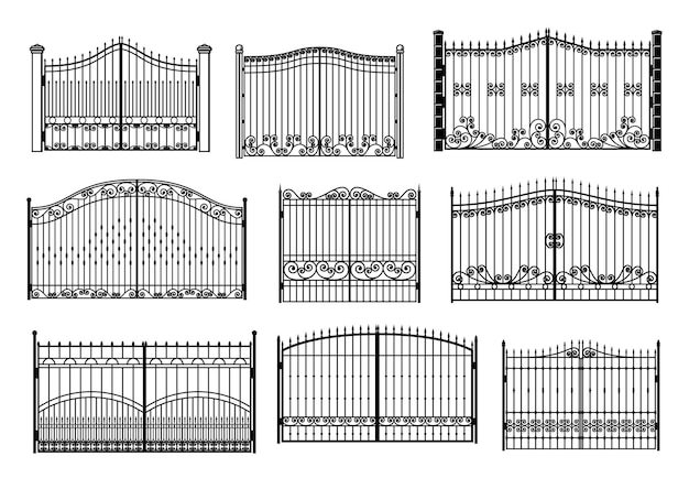 Iron gate and entrance metal fence steel barriers