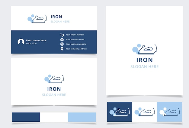 Iron logo design with editable slogan branding book and