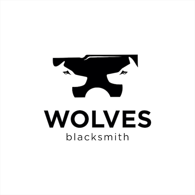 Iron wolf Anvil Logo Design black silhouette