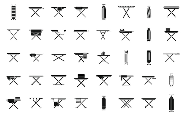 Ironing board icons set simple vector Cloth domestic