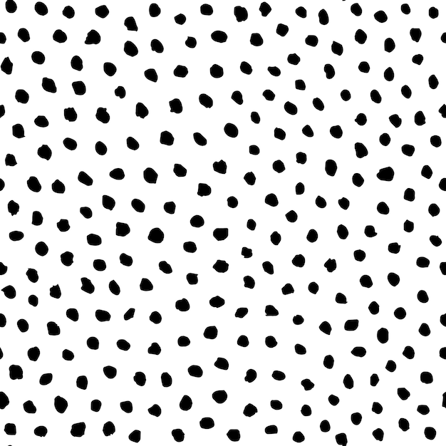 Irregular black dots pattern Seamless hand drawn graphic print Chaotic vector illustration