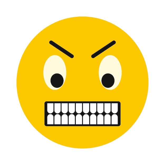 Irritated smiley icon in flat style isolated on white background Facial expressions symbol