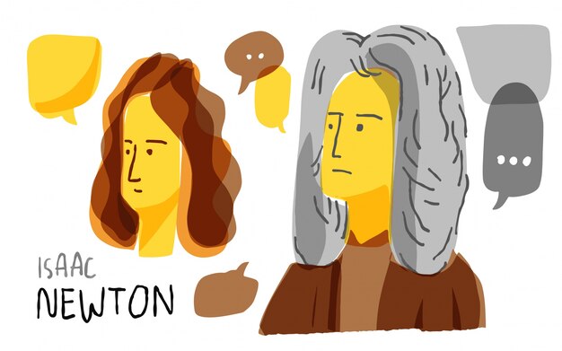 Vector isaac newton in yellow and black sketch