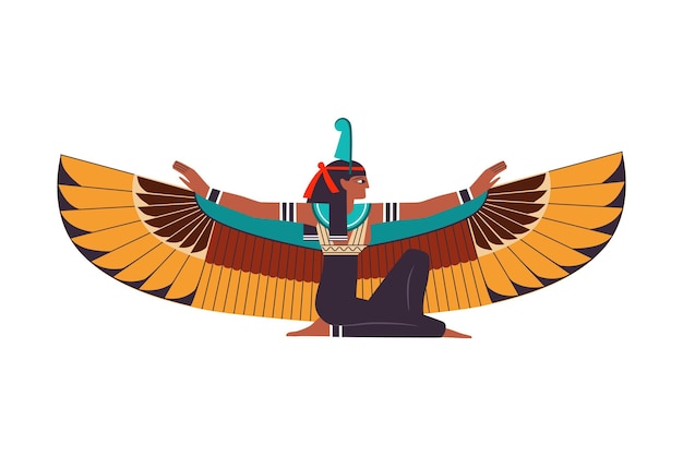 Isis as goddess in ancient egyptian religion and egypt symbol vector illustration