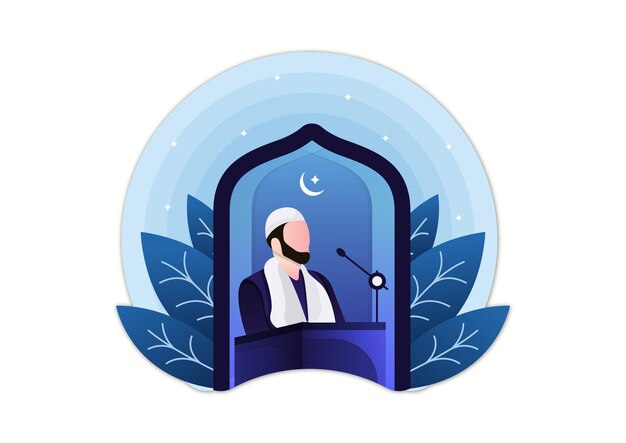 Vector islam cleric sermon illustration