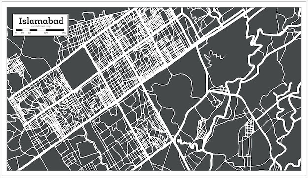 Islamabad Pakistan City Map in Retro Style. Outline Map. Vector Illustration.