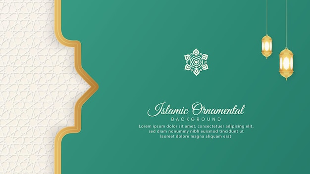 Islamic Arabic Green and White Luxury Background with Geometric pattern and Beautiful Ornament