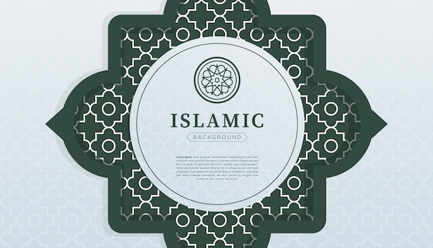 Islamic arabic ornament pattern frame borders green background