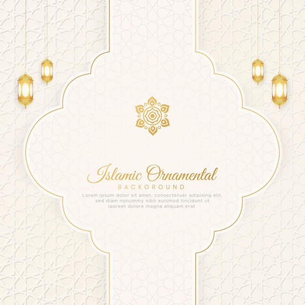 Islamic Arabic Ornamental Pattern White Background With Arabic Style Lanterns and Ornament