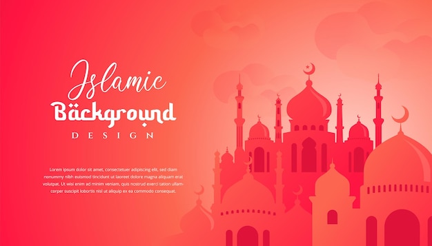 Islamic background design with 3d mosque illustration. Can be used for greeting card, backdrop or banner