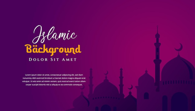 Islamic background design with mosque silhouette illustration. Can be used for greetings card, backdrop or banner