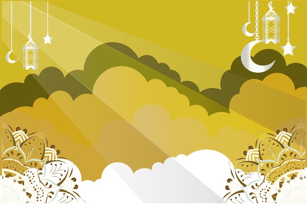 Islamic background with orange cloud collection theme