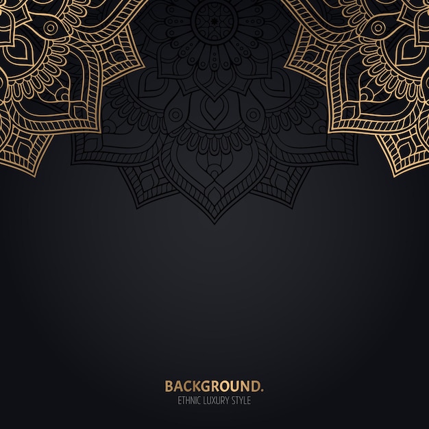 islamic black background with gold mandala decoration