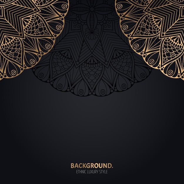 islamic black background with gold mandala decoration