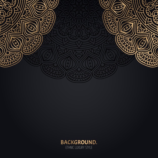 islamic black background with gold mandala decoration