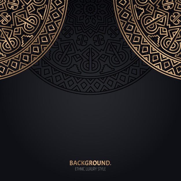 islamic black background with gold mandala decoration