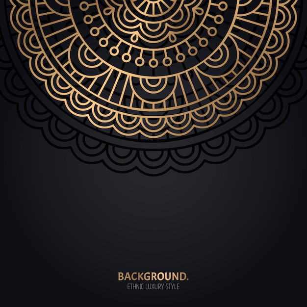 islamic black background with gold mandala decoration