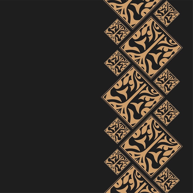 Islamic black background with golden geometric batik pattern