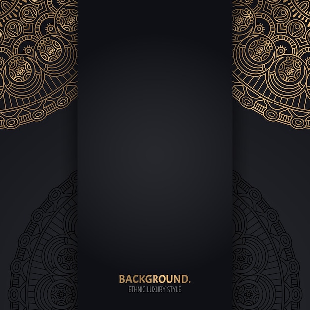 islamic black background with golden Geometric mandala circles