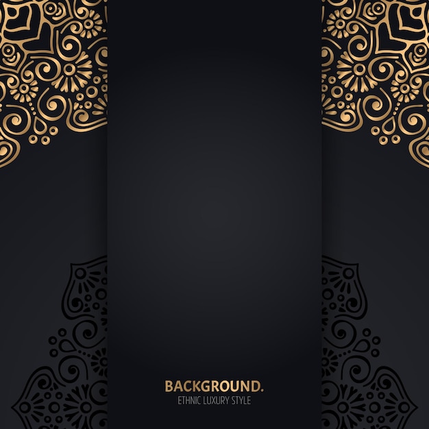 islamic black background with golden Geometric mandala circles