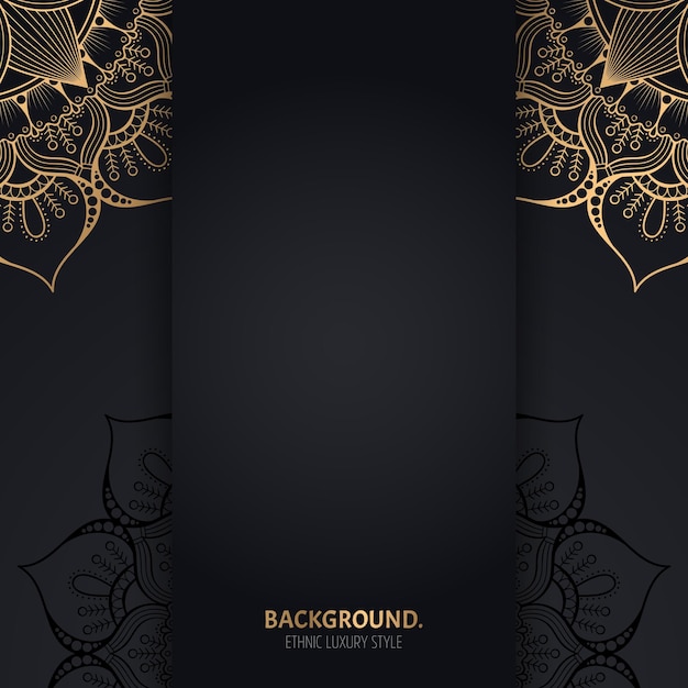 islamic black background with golden Geometric mandala circles